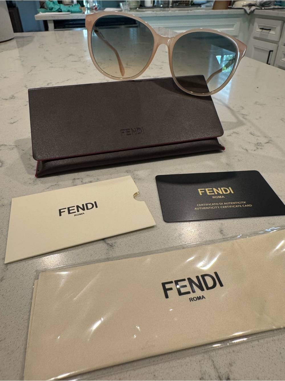 Fendi Nude Blue Ombré Sunglasses - Case & COA FF 0412/S